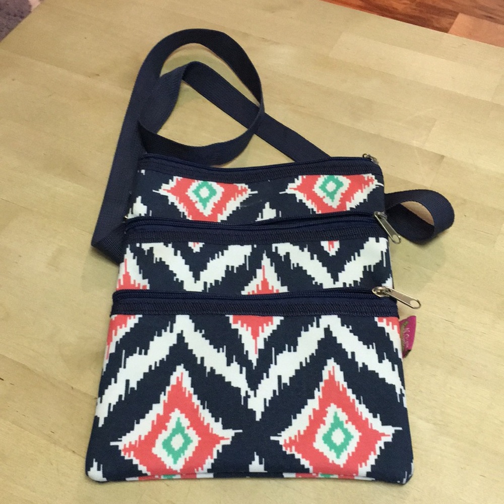 N.Gil crossbody Navy blue shoulder bag zip close {1028}